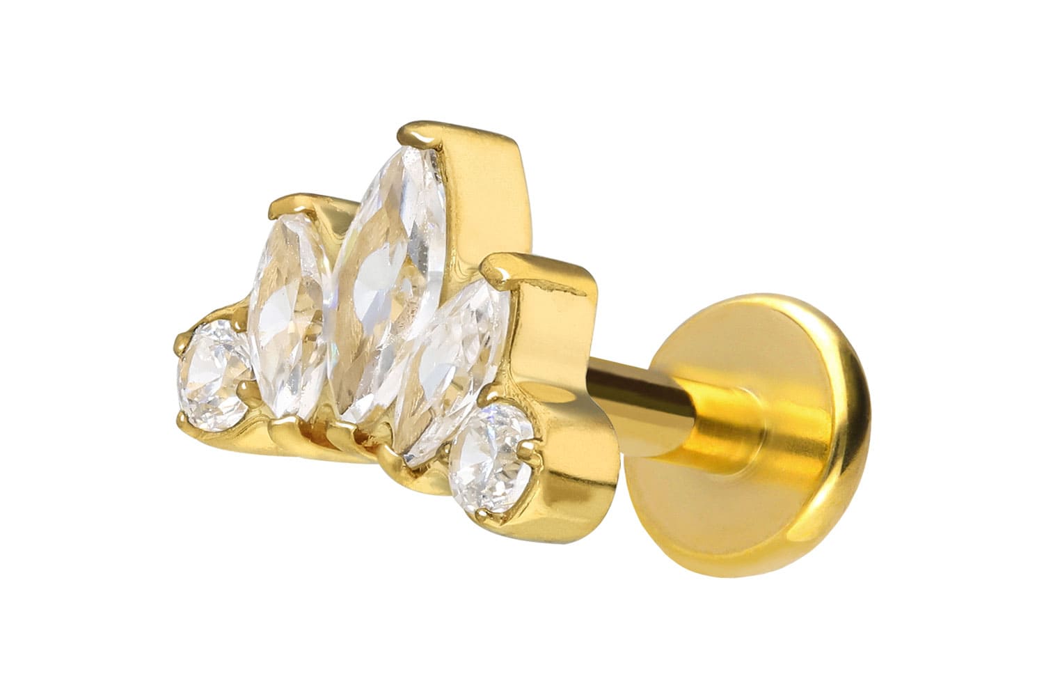 Titan Labret Piercing mit Push Fit LOTUSBLÜTE